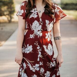 Dee Elly Floral Maxi Dress With Cut Outs
